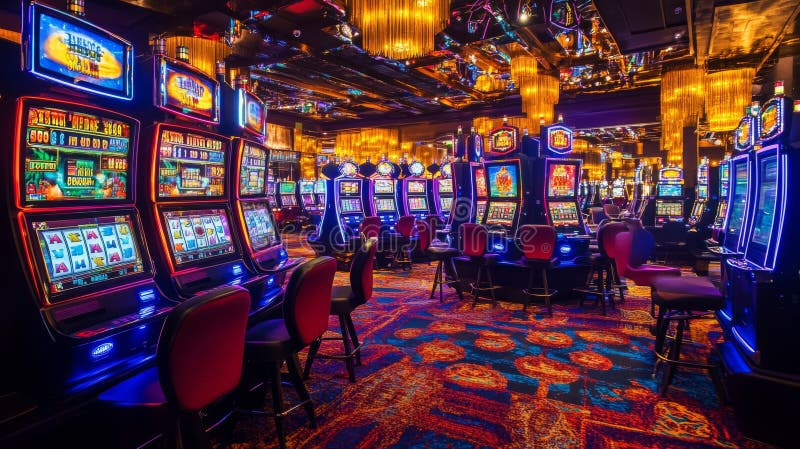 Interior de um cassino moderno e luxuoso, parceiro do 90bet